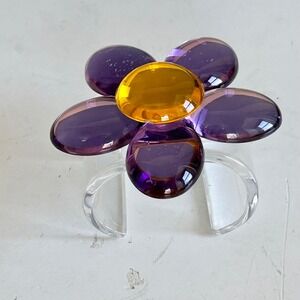 Oversized Flower Power POP Cuff Bracelet Purple Corsage Retro Acrylic Statement